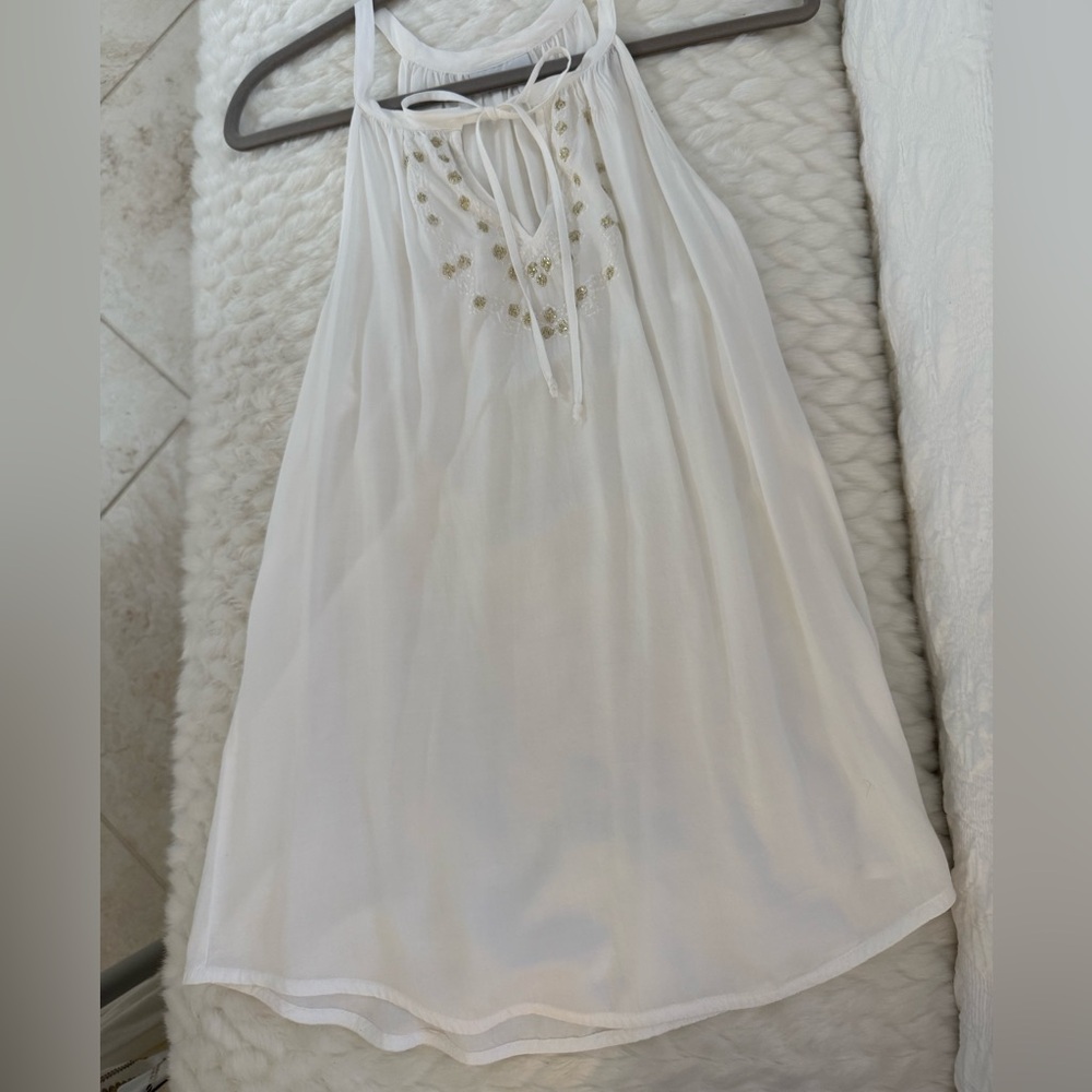 New York & Company Date Night  White and Gold Top